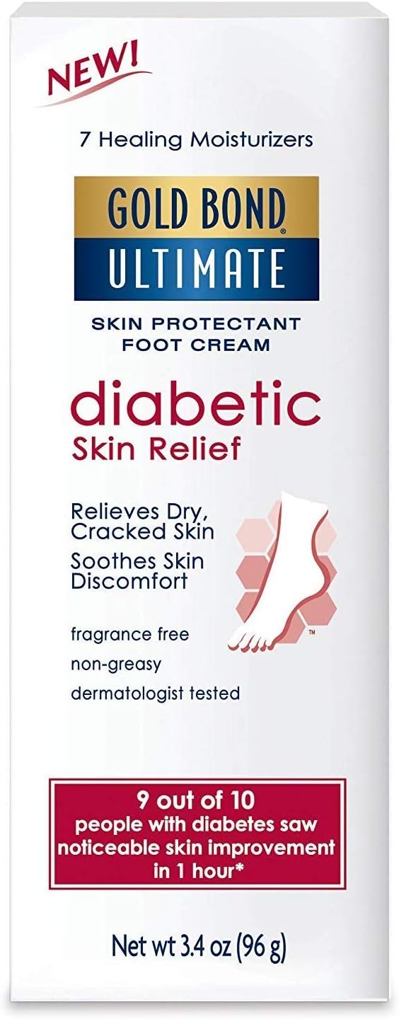 GOLD BOND ULTIMATE Diabetics’ Dry Skin Relief Foot Cream, 3.4 Oz (Pack of 2)