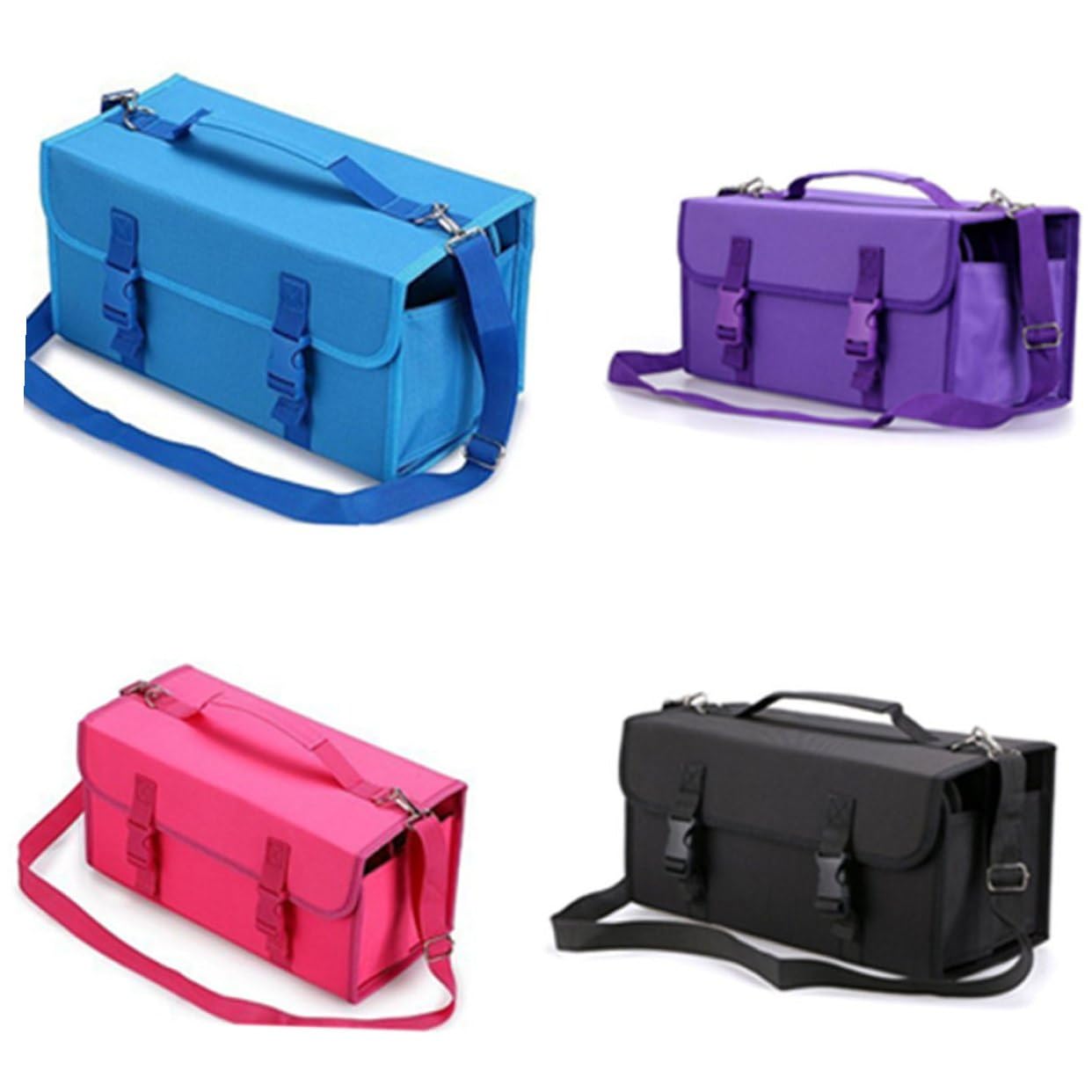 Borsa Porta Pennarelli Slot con Zip e Tracolla Astuccio Scuola Alta Capacità con Manicotto Elastico Rimovibile per Scrivania Organizer Rossetti e Accessori Tasca Posteriore Zip