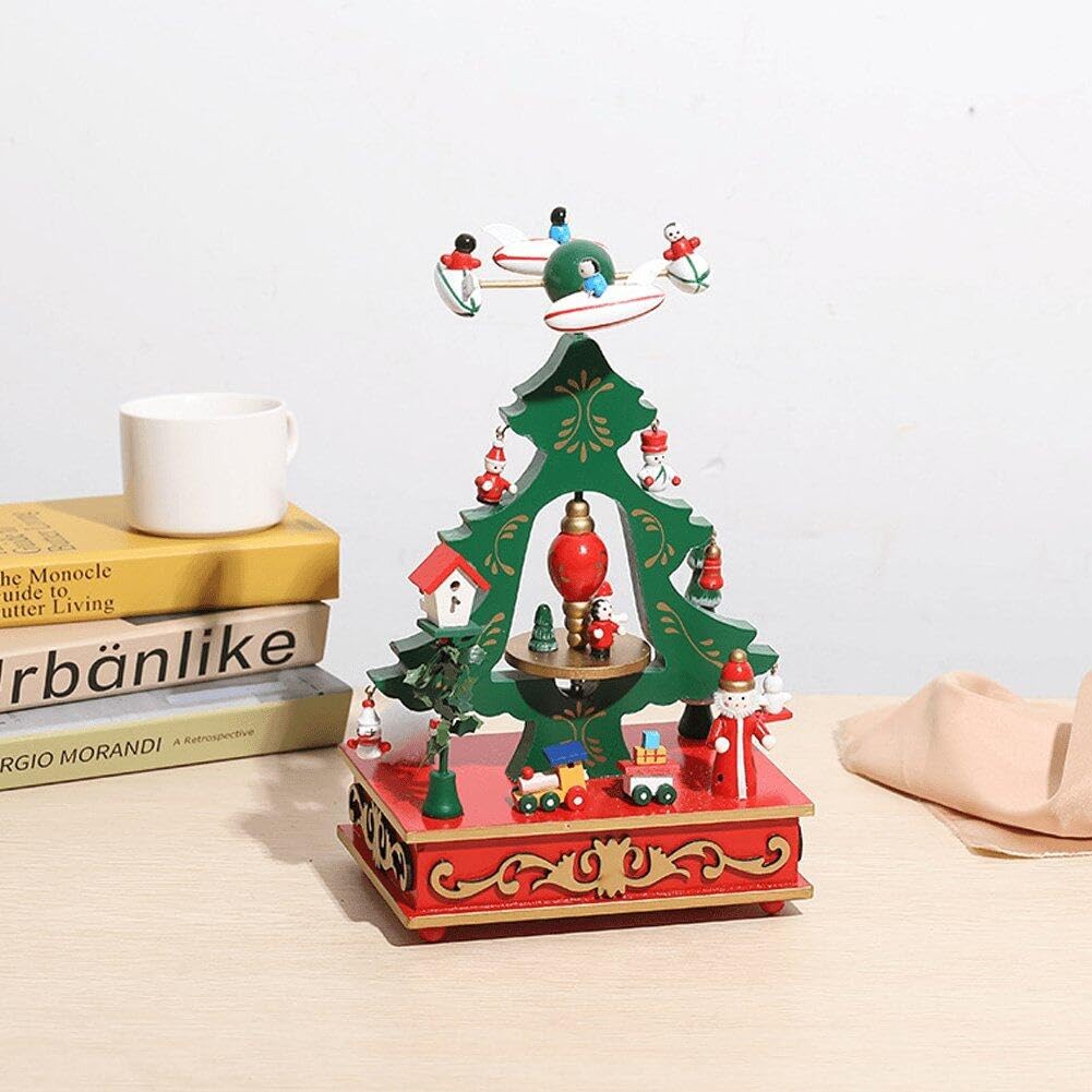 Boîtes d'arbre De Noël Boîte D'ornements en Bois Bricolage Boîte D'octave Cadeaux pour Enfants Anniversaire du Nouvel an Décorations À Bascule Cheval