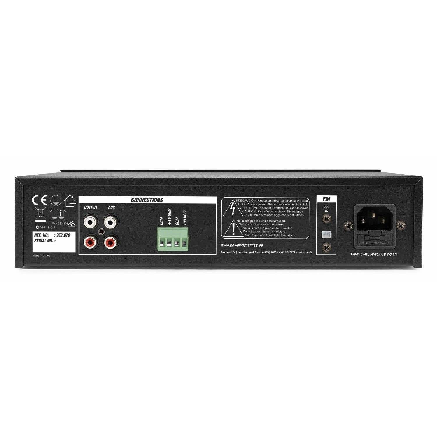Power Dynamics PDM45 Amplificador con Bluetooth y función Radio FM Amplificador100 voltios, Reproductor MP3, Entrada de línea, instalación de música, Receptor de Radio para Tiendas, hogar y Mucho más