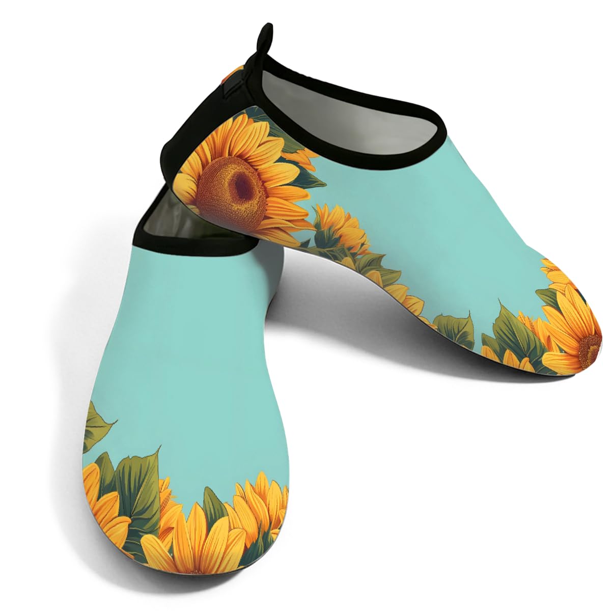 Water Shoes for Women Men Sunflower Background Beach Shoes Quick Dry Anti-Slip Barefoot Shoes Swim Aqua Socks Water Park Essentials for Boat, Pool, River, Surf -S Small