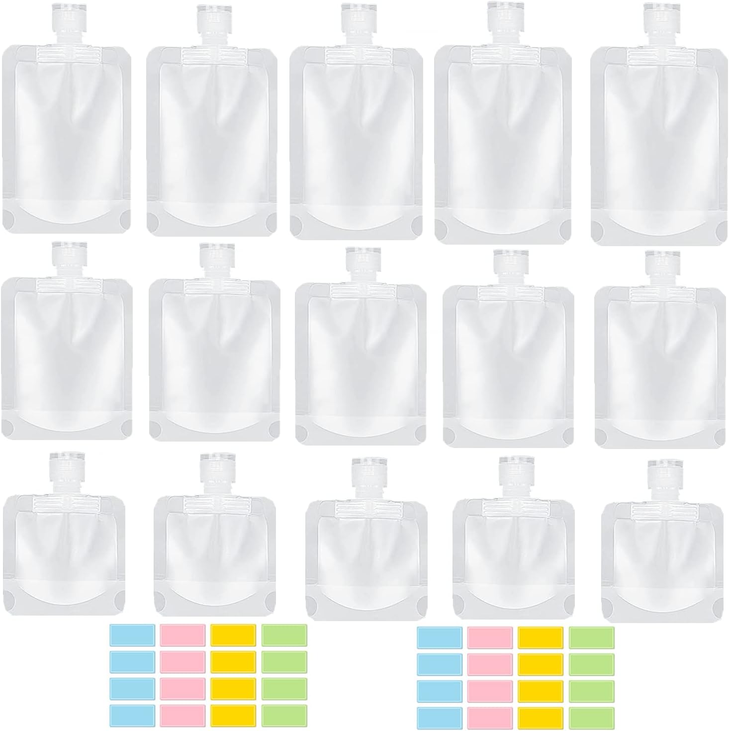 17 Pack Travel Pouches for Toiletries,TSA Approved,Travel Size Portable Containers,Stand Up Pouch,Refillable Travel Accessories for Shampoo Conditioner Lotion Soap Liquids (B-17pcs)