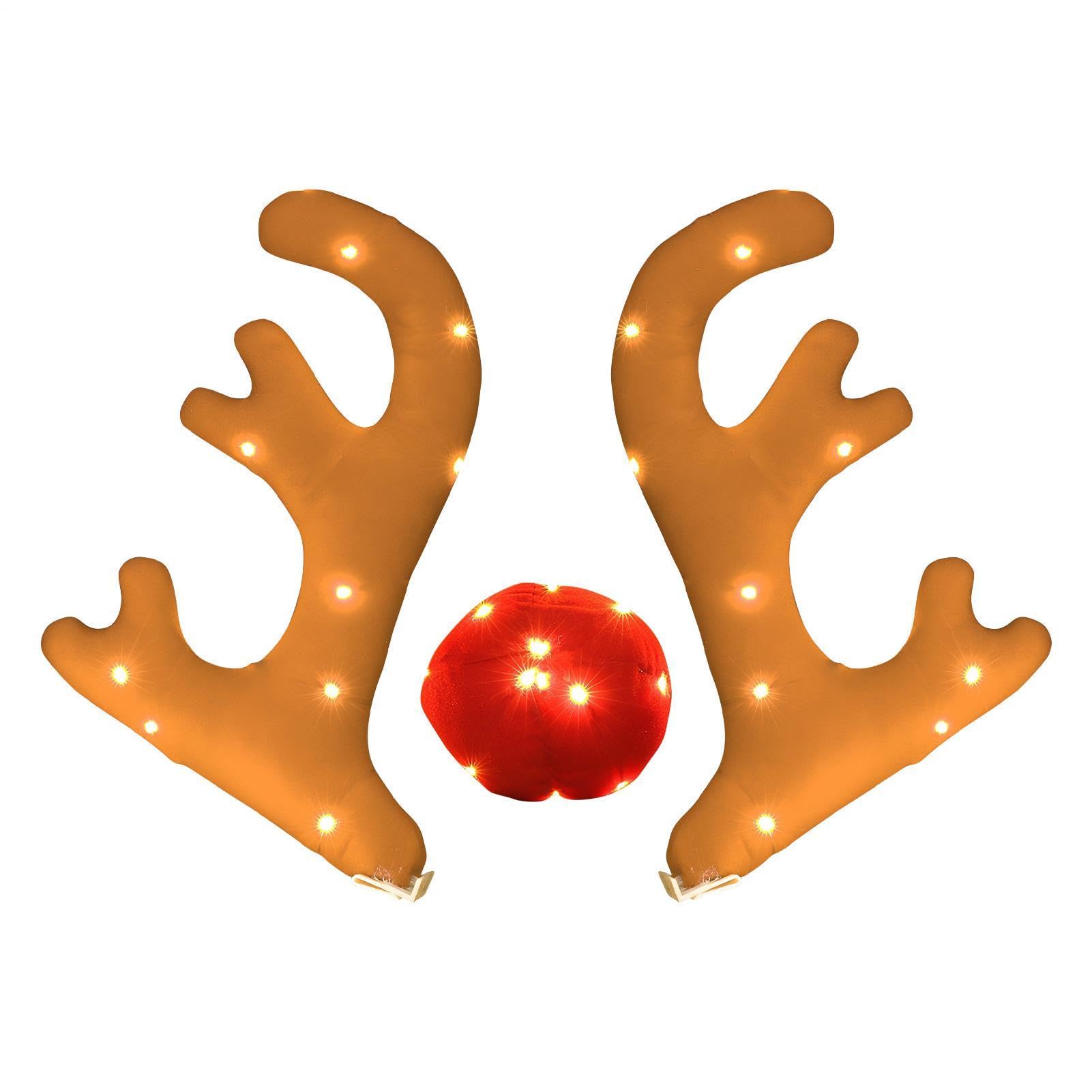 Bois de Renne de Noël pour Voiture Mignonnes décorations Lumineuses d'auto