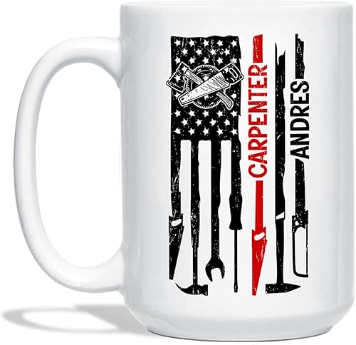 Miniatura 7 de Taza personalizada de carpintero por hora, taza de té de madera con herramientas de carpintero, regalos con nombre personalizado para contratistas,