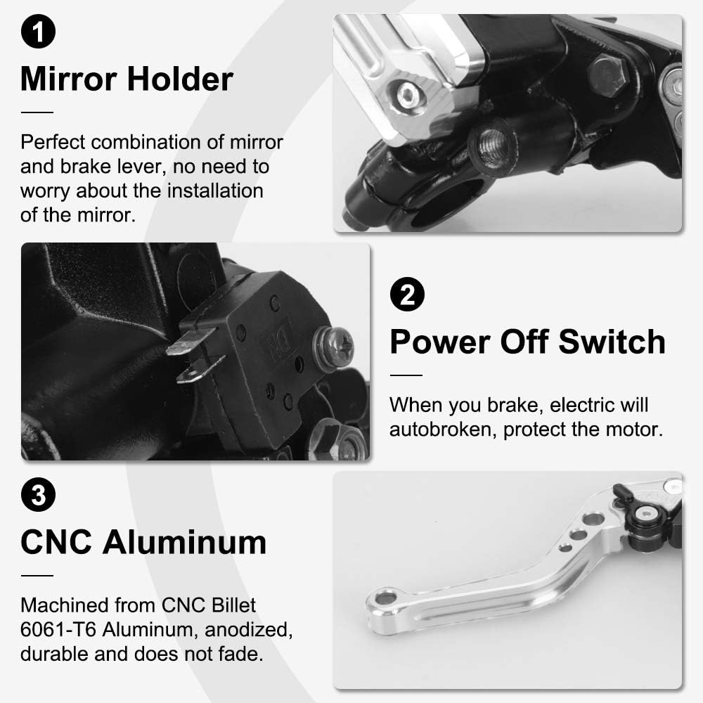 LKV Motorcycle Clutch Brake Levers Set - Universal 7/8" 22mm Handlebar Brake Master Cylinder Clutch Lever Left & Right Set for Honda Yamaha Kawasaki Suzuki