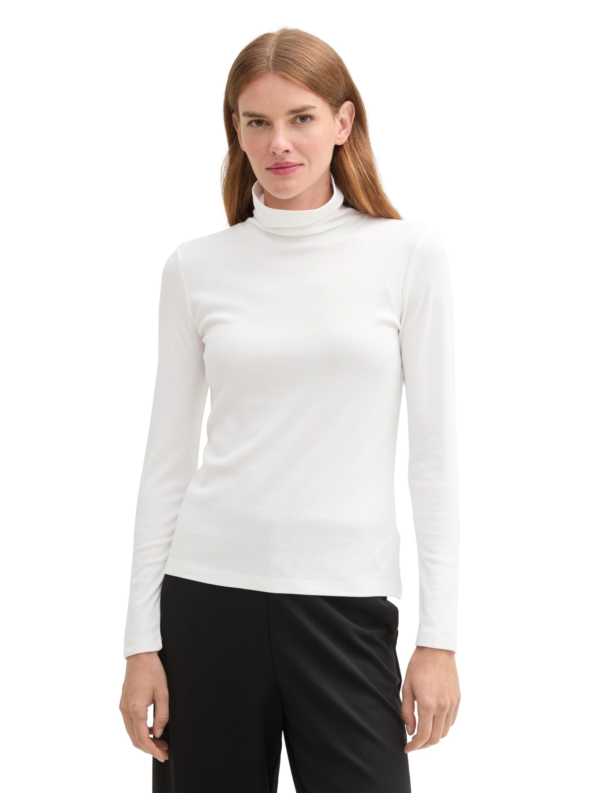 Tom Tailor Damen 1043142 Longsleeve mit Rollkragen