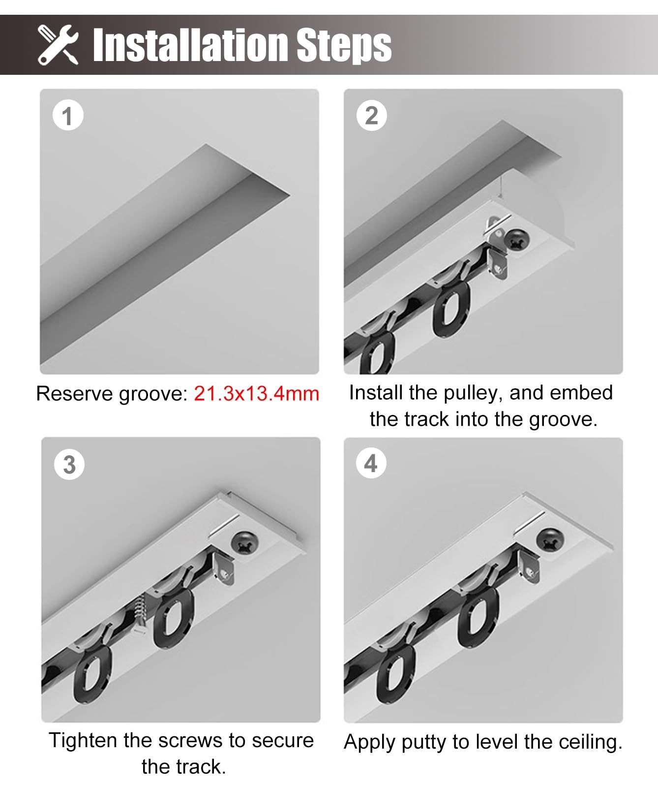 Tringle à rideau de douche à montage au plafond, rail caché pour chambre à coucher, balcon, barre intégrée pour bureau, appartement, barre découpable