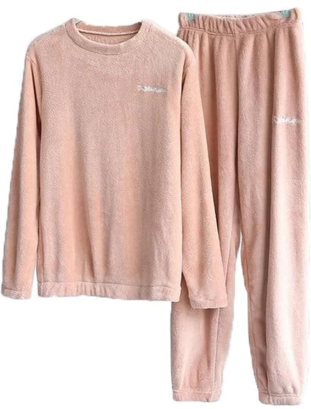 rouniyar Women Warm Fleece Pajamas Flannel Pajamas Sets Long Sleeve Winter Pajama Set Ladies (28 Till 34) Pink-picture-39