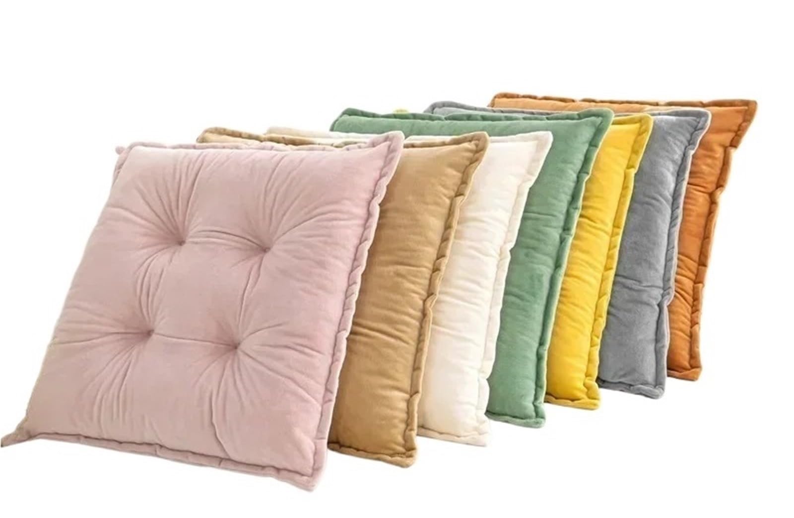 Gwyzax Stool Cushions 2pcs Solid Colour Thickened Cushion Plush Chair Square Dining(Green)