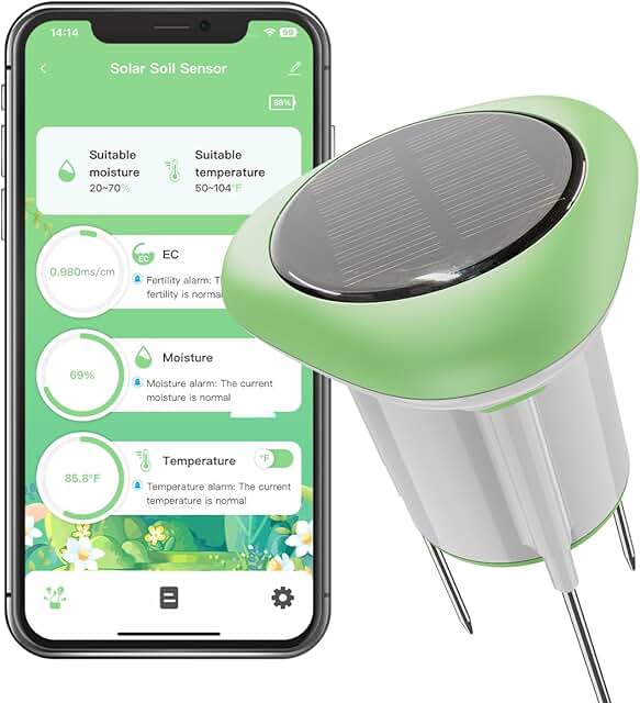 Smart 3-in-1 Soil Moisture/Temperature/Fertility Meter for Outdoor Plant...