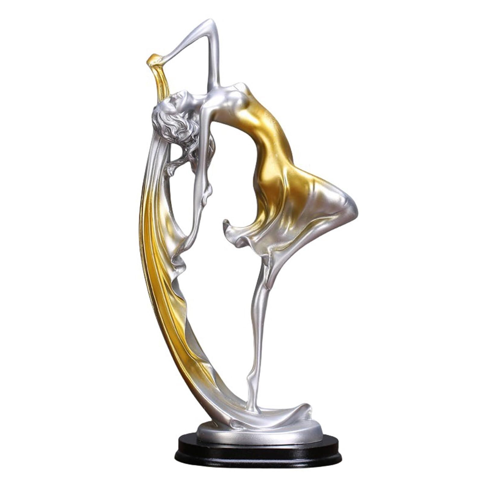 FriendshipHome Home Decor Dancing Girl Statue Home Decoration Ballet Statues Sculpture Art Figurine Table Center Piece(Orange,L)