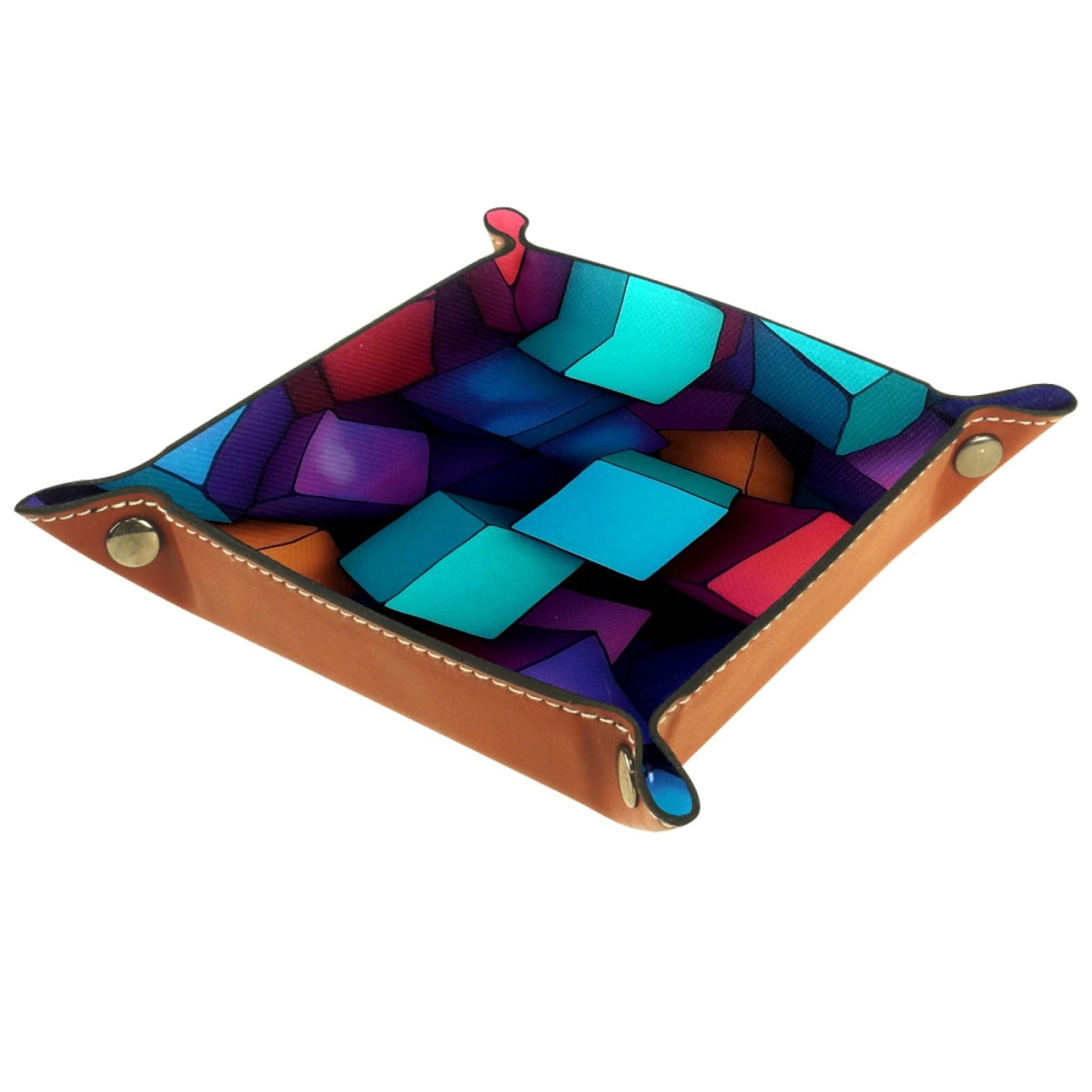 VAPOKF Colored Square Grid Portable Folding Dice Rolling Tray, Microfiber Leather Dice Holder for Dice Games Like RPG, DND and Other Table Games