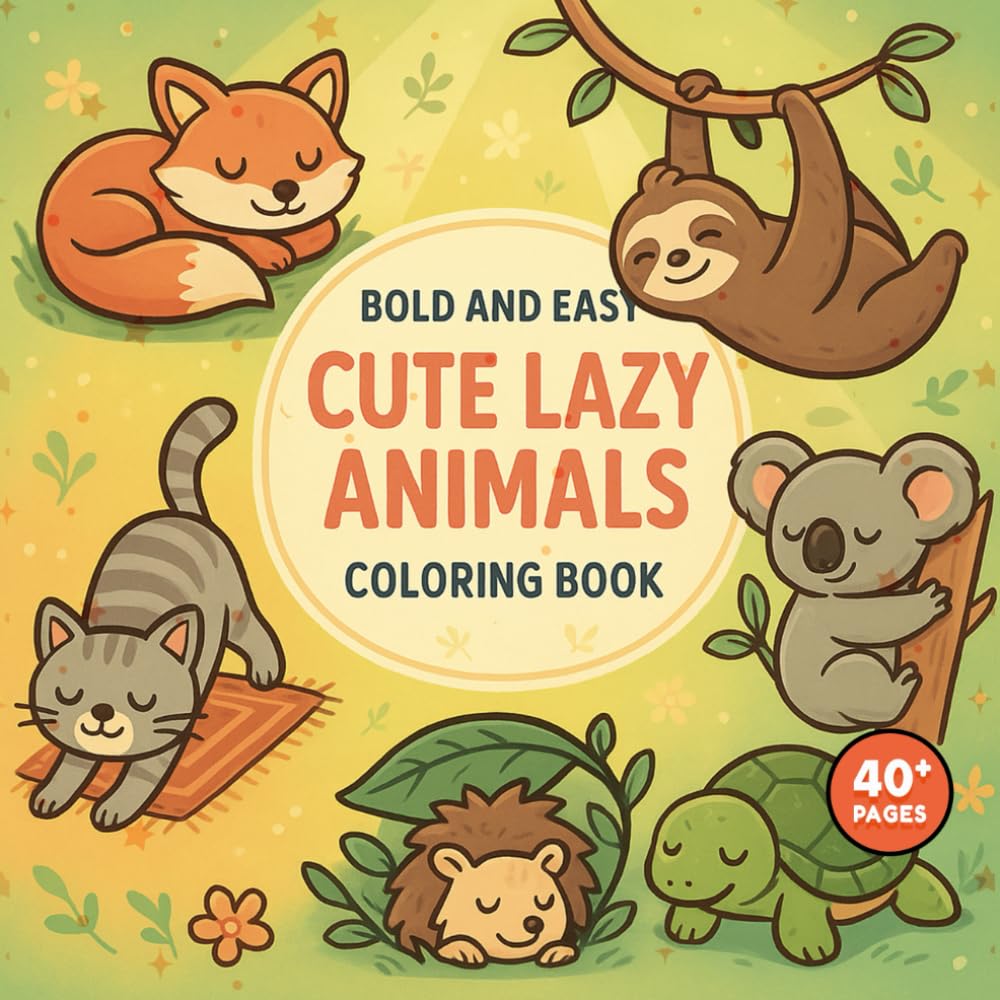 Bold and Easy Cute Lazy Animals Coloring Book: A Relaxing Coloring Adventure for All Ages