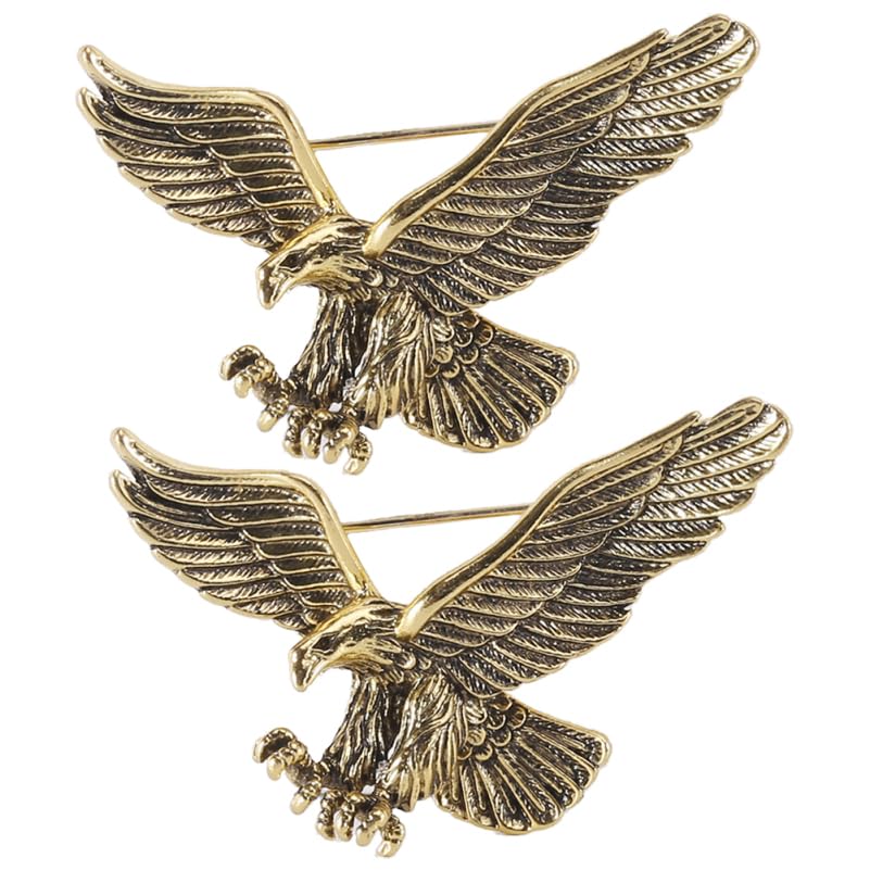 Image of GALPADA 2pcs Vintage Eagle Brooch Gold Plated Animal Hawk Lapel Pin Flying Bird Breastpin for Women Men Jewelry Gift, 5.00X3.20X1.50CM, 0WHB14U310MAXMDW542IUJK