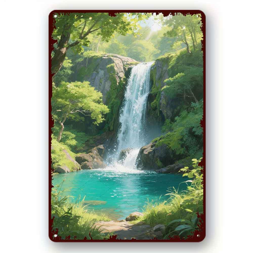 peiyeety Aluminum Tin Sign Dunn's River Falls, Jamaica Suitable for Home Yard Farm Garden Garage Inspirational Quotes Wall Decor Halloween8x12 Inch