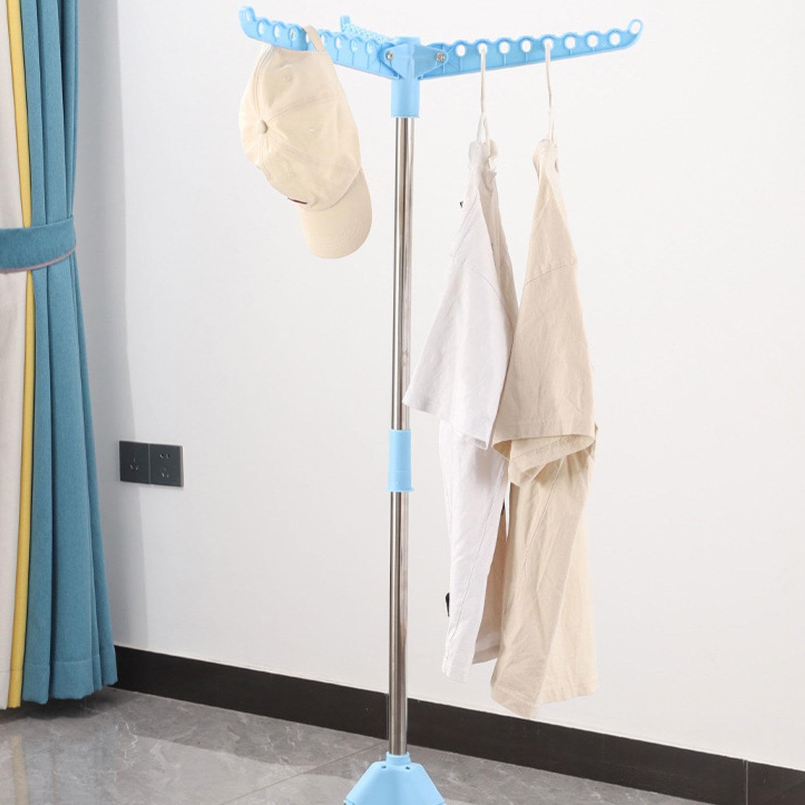 Tendedero Plegable con Trípode para Secar La Ropa, Tendedero Portátil, Organizador de Prendas, Fácil Montaje, Ideal para Familias, Azul 1 Capa, Individual