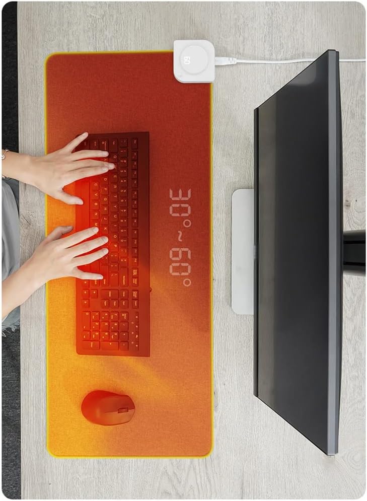 Waterproof Rotating Display Temperature Heating Mouse Pad Warm Table Mat Office Desktop