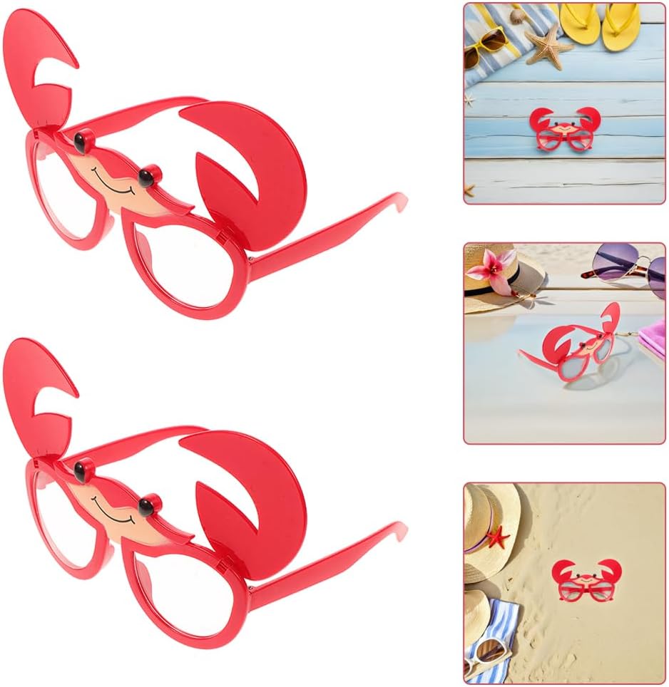 LUOZZY 12 Pcs Crab Shaped Sunglasses Funny Tropical Party Eyewear for Luau Beach Vacation Photo Props Adults