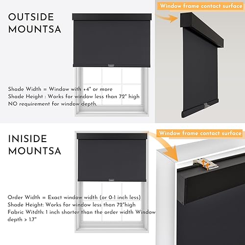 Miniatura 6 de Persilux Persianas enrollables opacas sin cordones para ventanas, parada libre con cenefa, persianas de tela con aislamiento térmico, protección UV