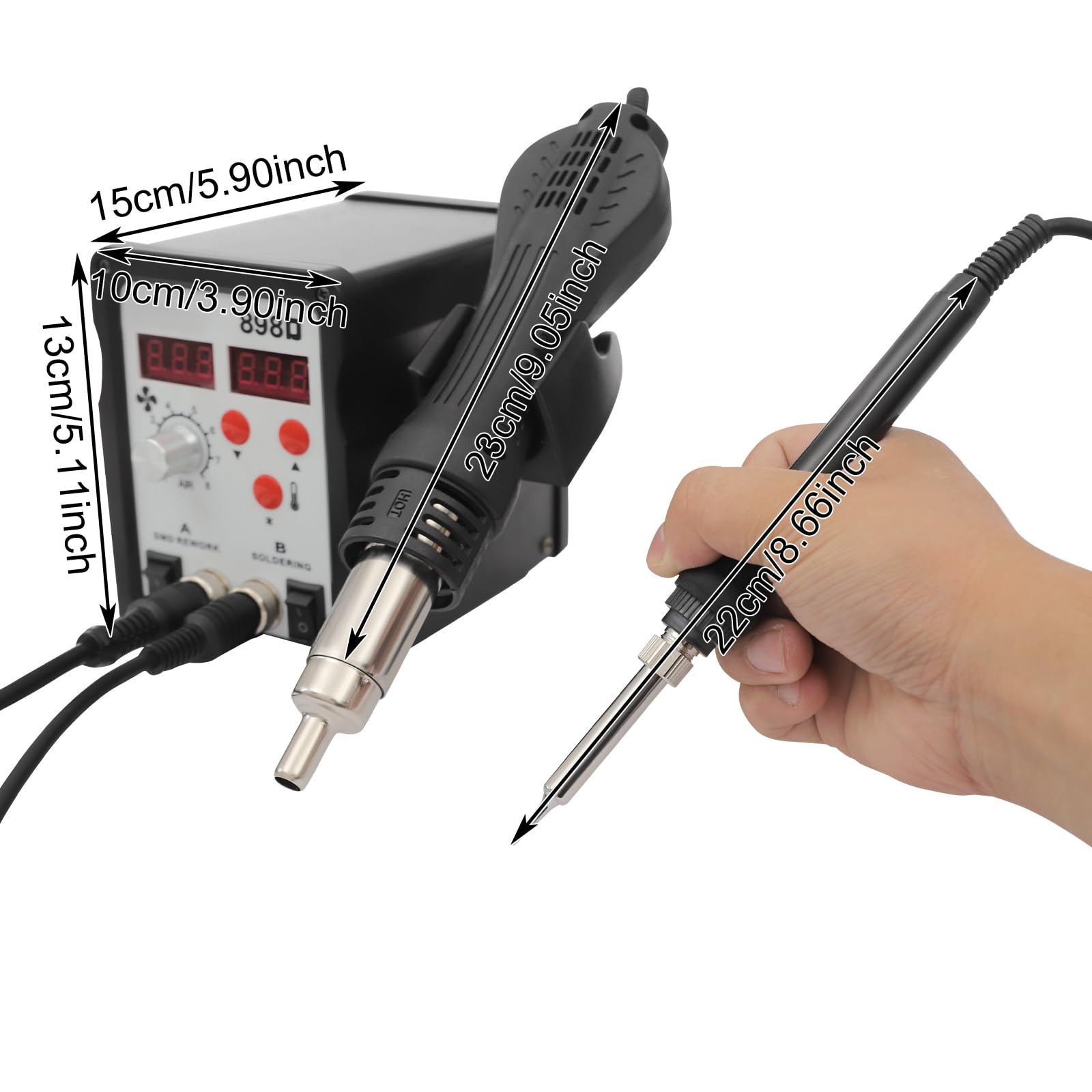 750W Heißluftpistole & Entlötstation | Heißluft Nacharbeitsstation Kit | Luftpistole Temperaturbereich 100-480°C Eignet Sich zum Entlöten und Löten Vieler Arten von Bauteilen