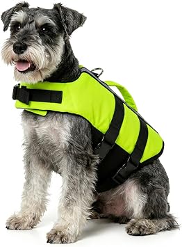 LESYPET Dog Life Jacket, Reflective Dog Life Vest for Boating Swimming, Adjustable Safety Swimsuit for Small to Large Dogs, Green S