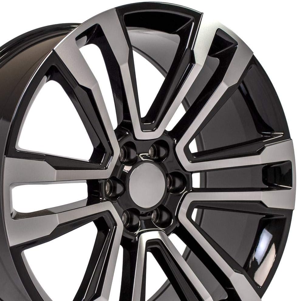 OE Wheels LLC 24 inch Rim Fits 6x139.7 Silverado Suburban Tahoe Sierra Yukon Escalade CV44 24x10 Black Machined Wheels Hollander: 5822