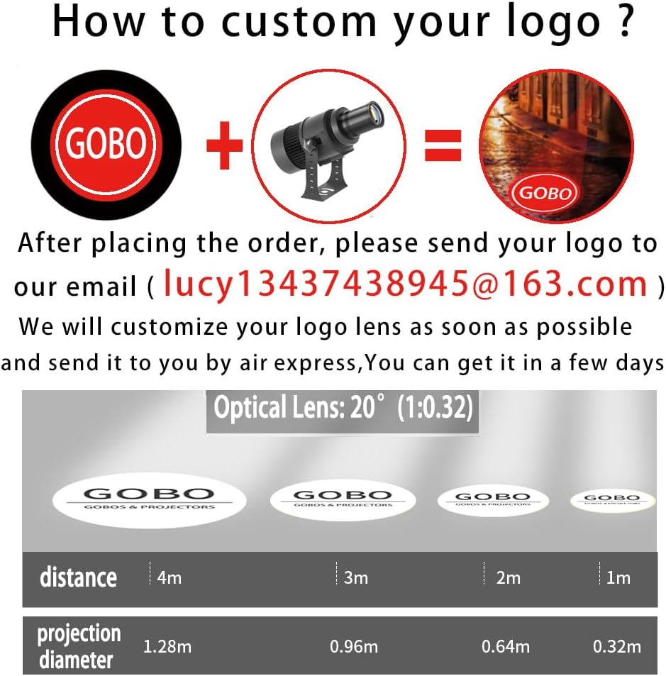 60W GOBO Projector Custom Logo Led Light HD Image for Business Indoor Outdoor Ip67 Waterproof Rotating Advertising Projection Light for Floor Wedding (Black)