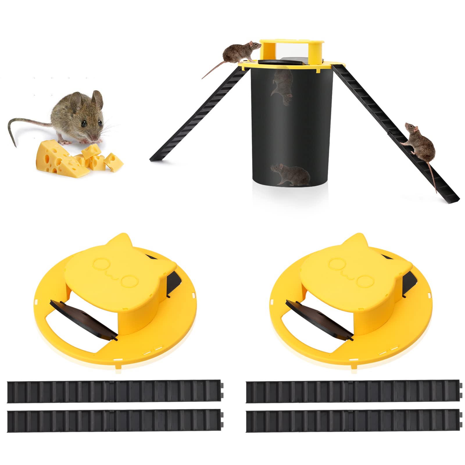 Buy 2 Pack Mouse Traps Bucket,Flip and Slide Mouse Trap Reusable Humane