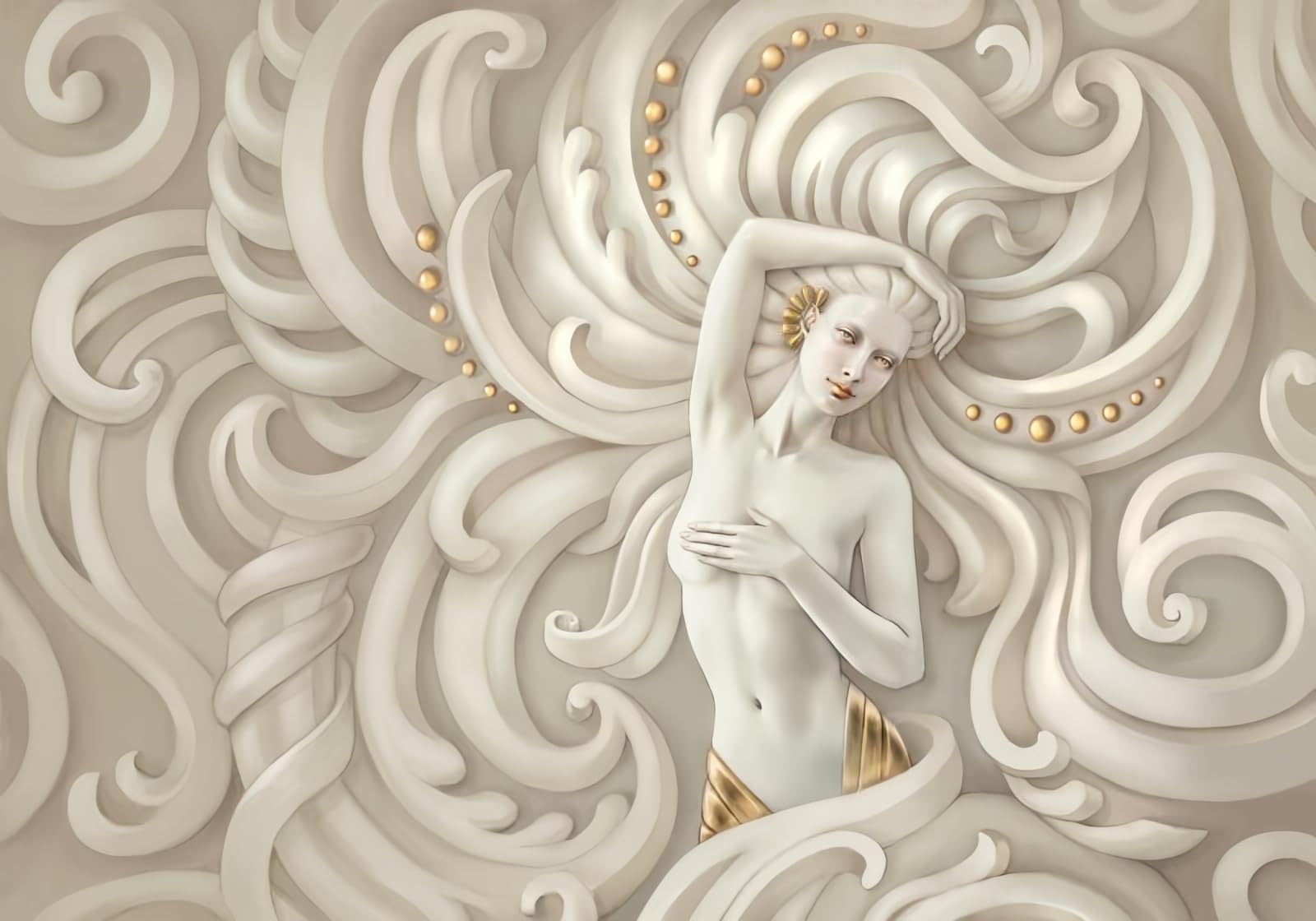 gdkldfg White Three-Dimensional Relief Female Sculpture Angel Wallpaper,Non-Woven Poster,Wall Mural for Living Room Bedroom Feature Wall Decoration 400x280cm