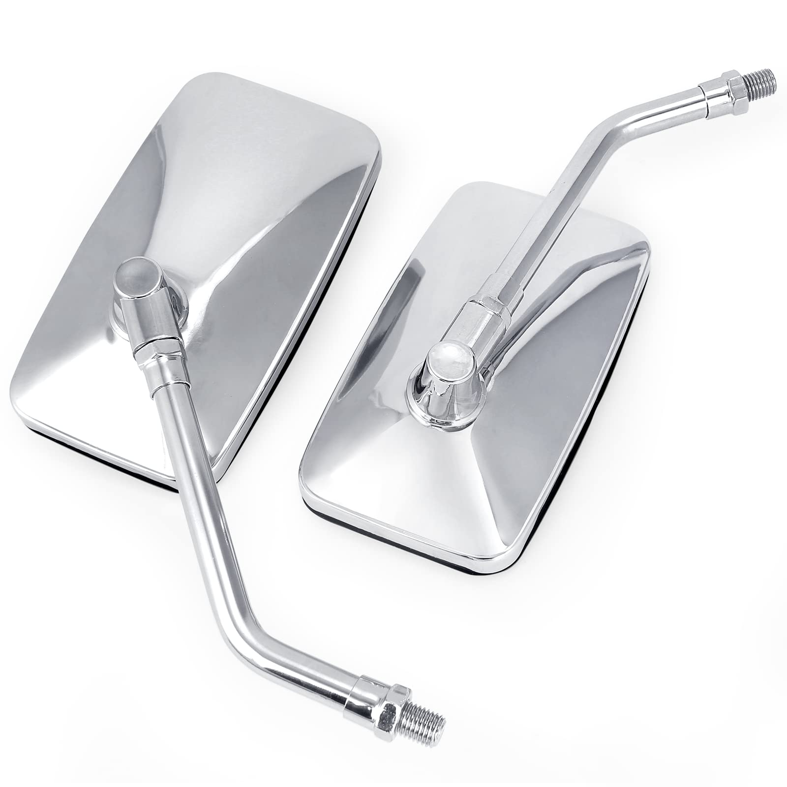 Surpassme 10MM Chrome Motorcycle Mirrors, Universal Silver Rectangle Motorcycle Rearview Mirrors