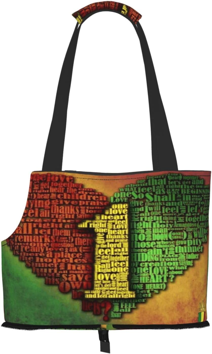Reggae One Love Portable Pet Purse Carrier Sling, Hands-Free Travel Dog and Cat Carrier for Small Dogs and Cats