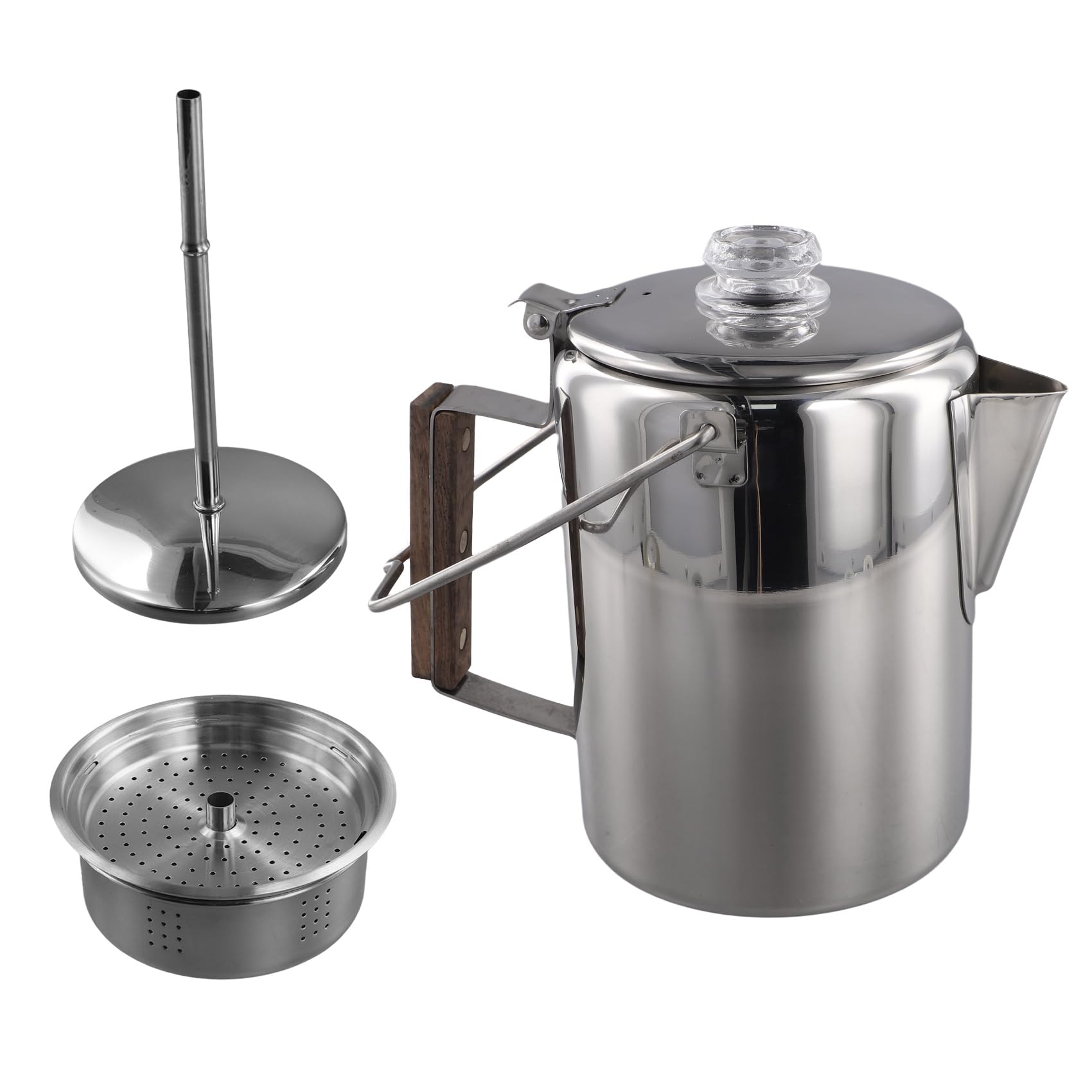 CTRLZS Camping Coffee Pot Stainless Steel, Percolator Coffee Pot, for Outdoor 9 Cups for Group Camping, Hiking, RV and Travel