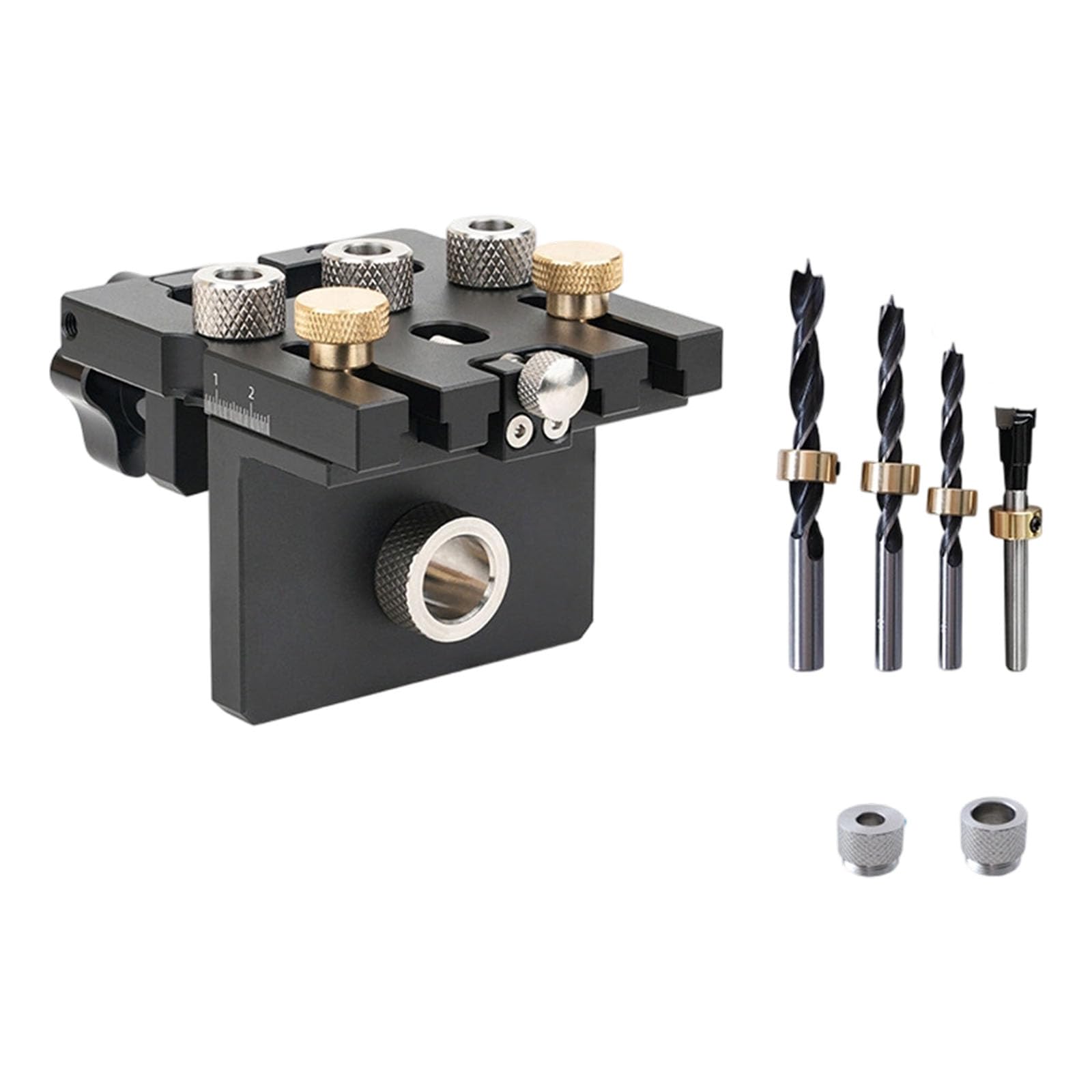 Kaccde Black Clear Scale Hole Punching Locator Aluminum Hole Drilling Guide Multifunction Design For Positioning In Woodworking Drilling Positioning Tool