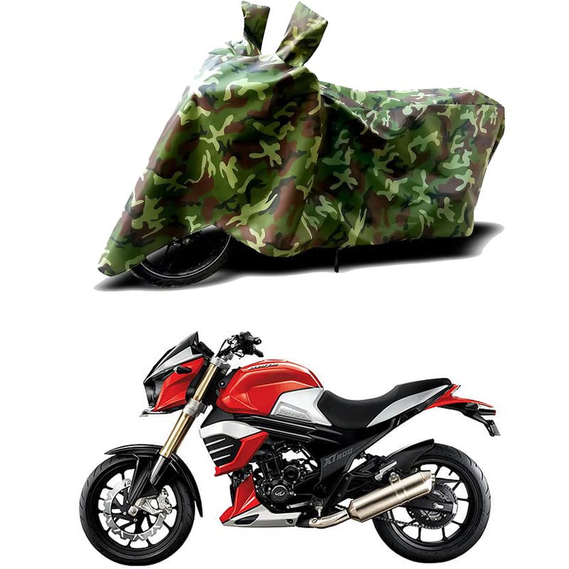 Image of 100% Water Resistant Full Bike Scooty Two Wheeler Body Cover Compatible for Mahindra Mojo /UV-Rays /Heat Protection /Birds Dropping /Scratchproof /Dust Proof /Waterproof /All Varients[Green MJ]