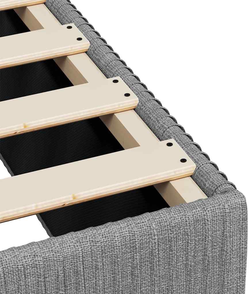 Bed Frame Light Gray Polyester Twin Platform with Slatted Foundation, Durable Heavy-Duty Sturdy Furniture for Bedroom Mattress Support, Easy Assembly, No Box Spring Needed