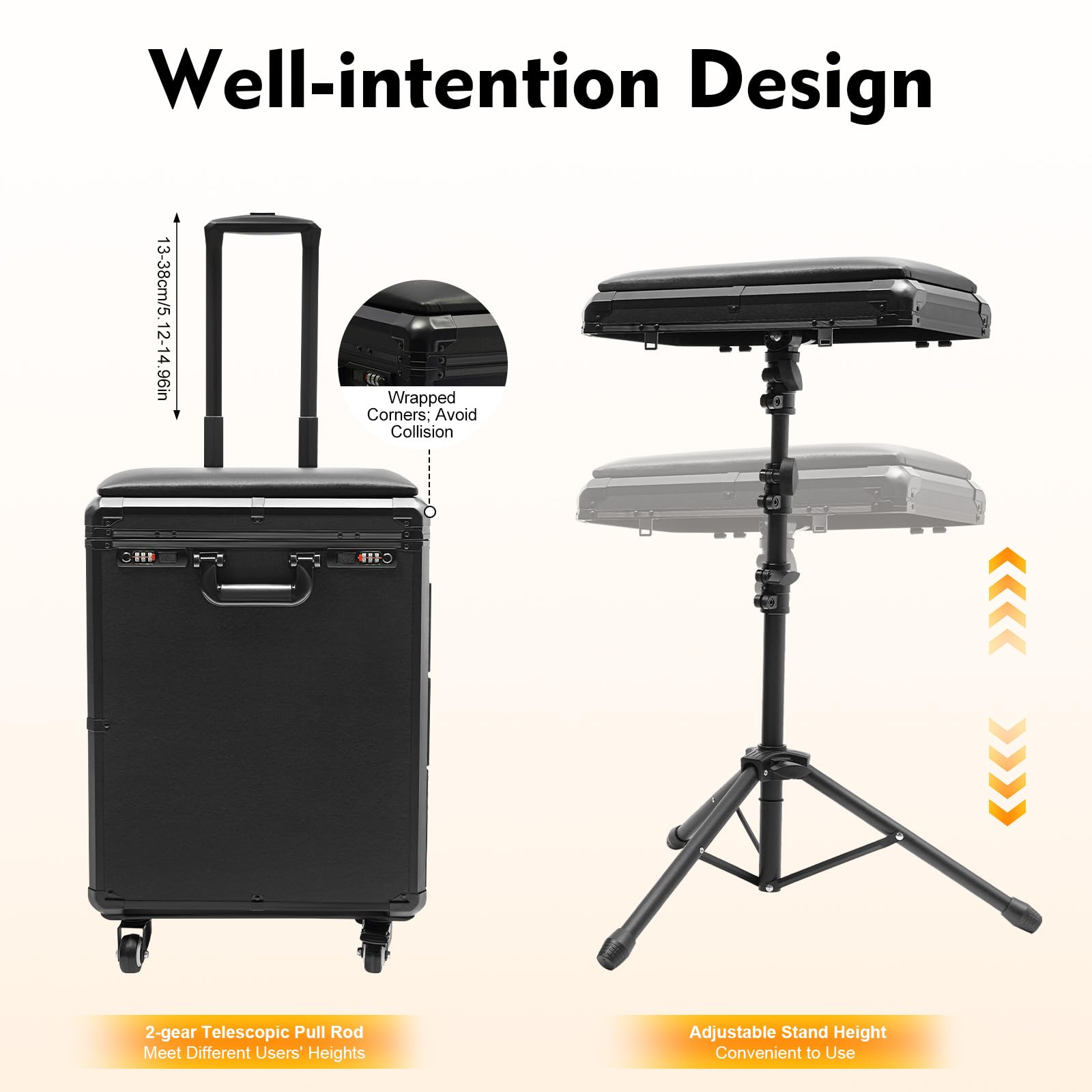 Tattoo Trolley Case Acryl – Makeup Train Case für Mobile Kosmetik Nagelstudio Friseursalon – Rollbarer Organizer für Beauty Tools Profis und unterwegs