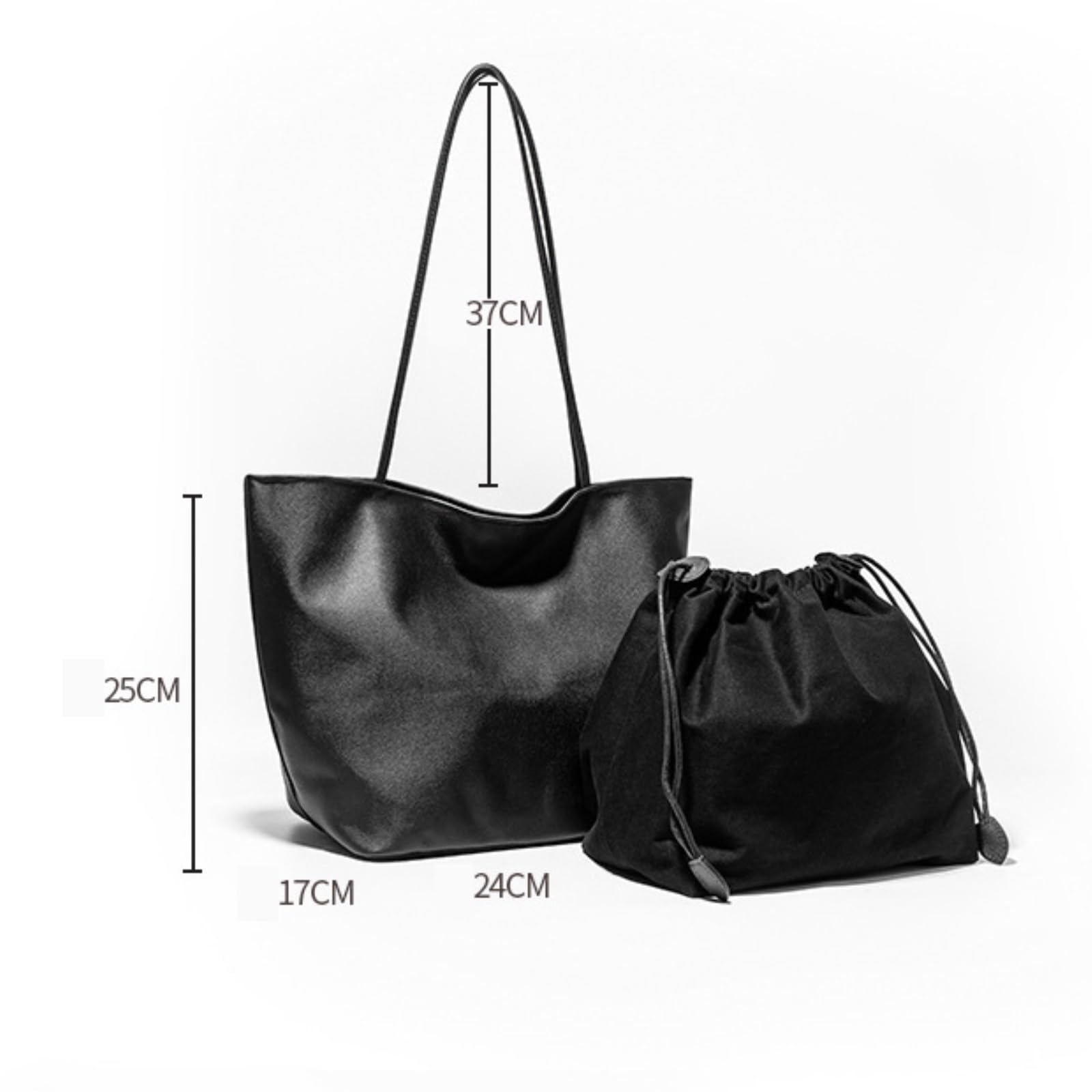 Torebka Slouchy Skórzana Torebka Z Zapięciem Magnetycznym, Uniwersalna I Pojemna Torba Podróżna(Black)
