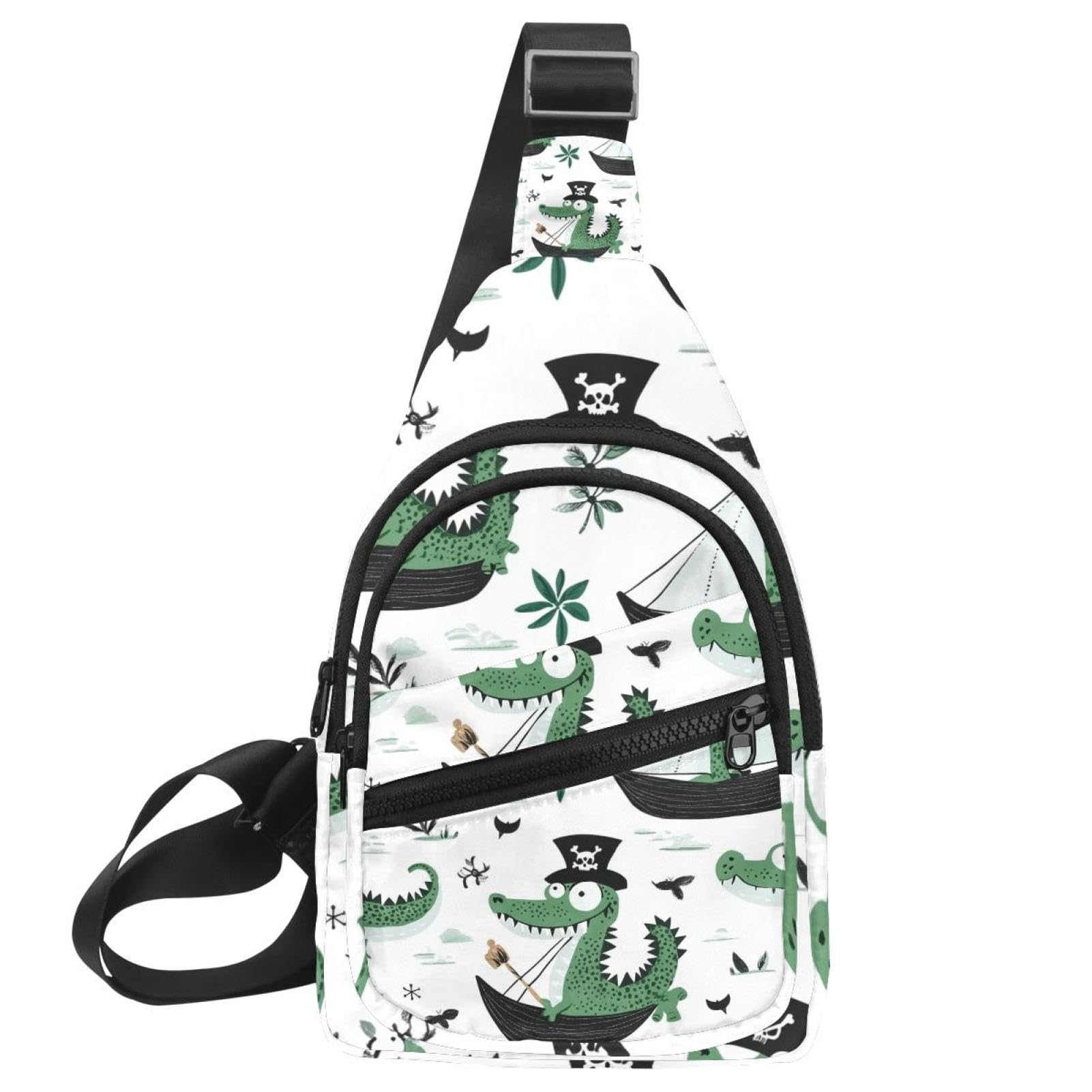 Sac de poitrine convertible crocodile vert pour sorties et voyages - 7