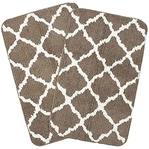 SARAL HOME EASY LIVING Geometric Bath Mat (Beige, Microfiber, 45X70 CM)