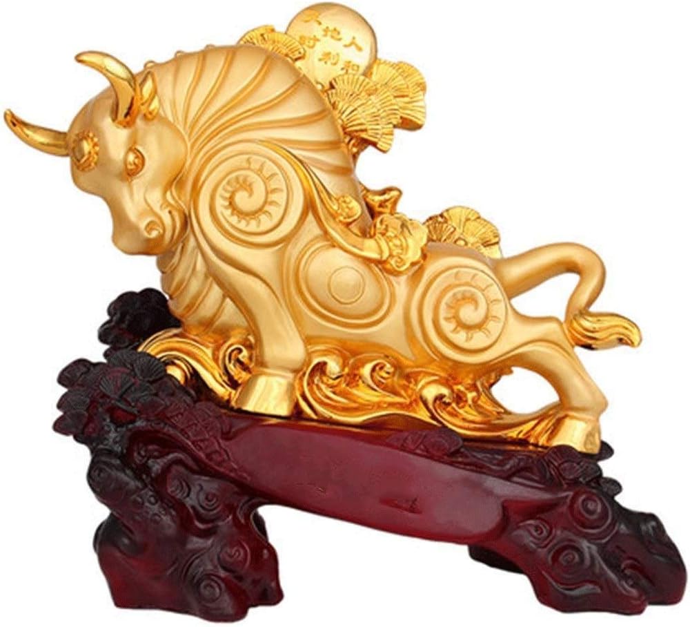 zhangxinOrnaments Home Decoratio - Jinniu Resin Decoration Living Room Sculptures for Stock Market Decor Bulls Figurines