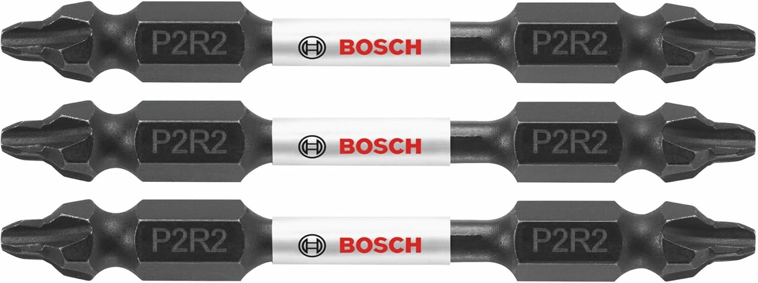 BOSCH ITDEP2R22503 3-Pack 2-1/2 In. Phillips/Square #2 Impact Tough Double-Ended Screwdriving Bits