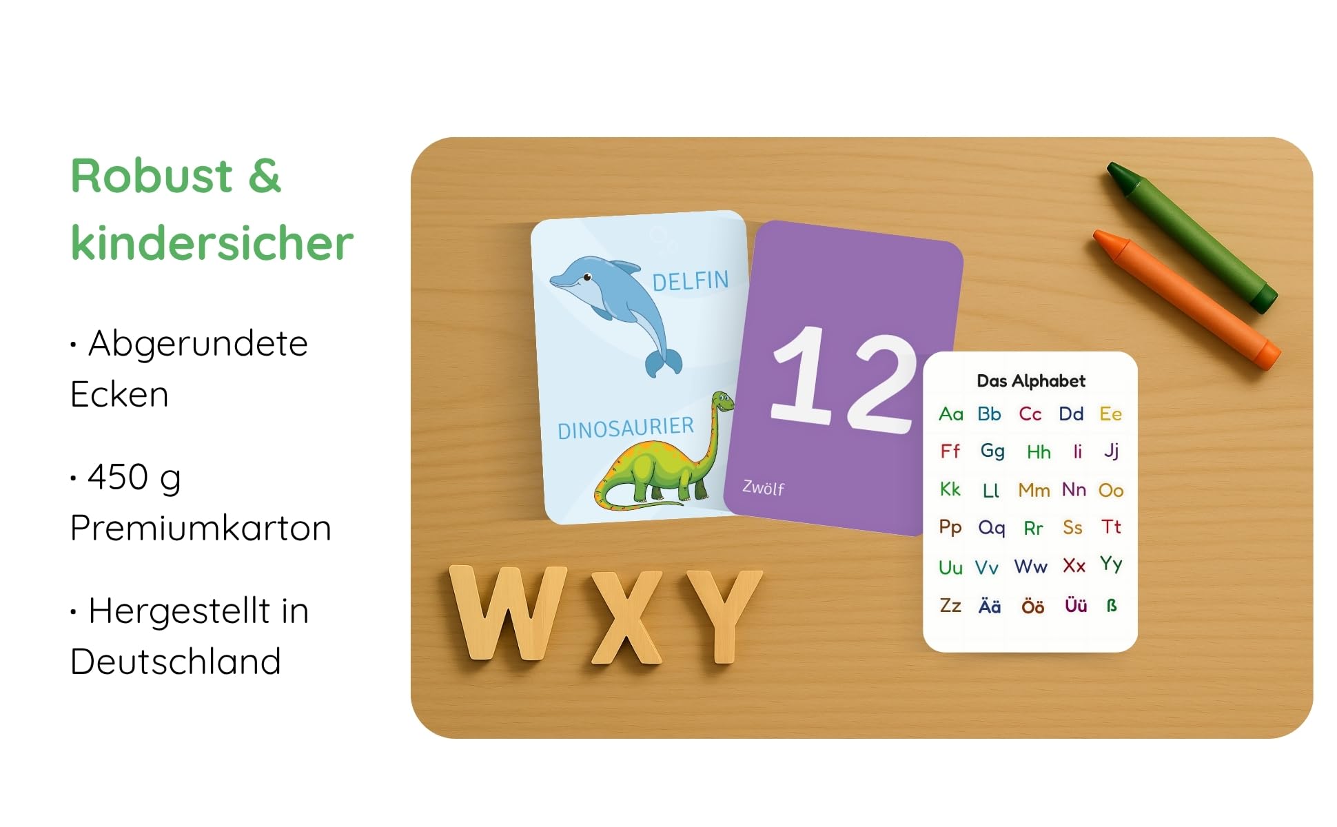 ABC & 123 carte educative – 60 carte per imparare a lettere, alfabeto tedesco completo e numeri 1-12 con idee di gioco bonus, flash montessori a partire dai 3 anni per scuola materna e asilo