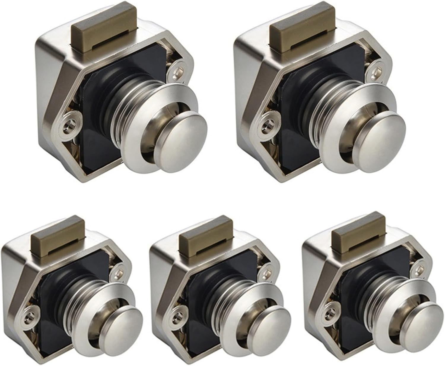 Camper Car Push Lock RV Caravan Boat Motor Home Cabinet Drawer Latch Button Locks 5Pcs(Small White)