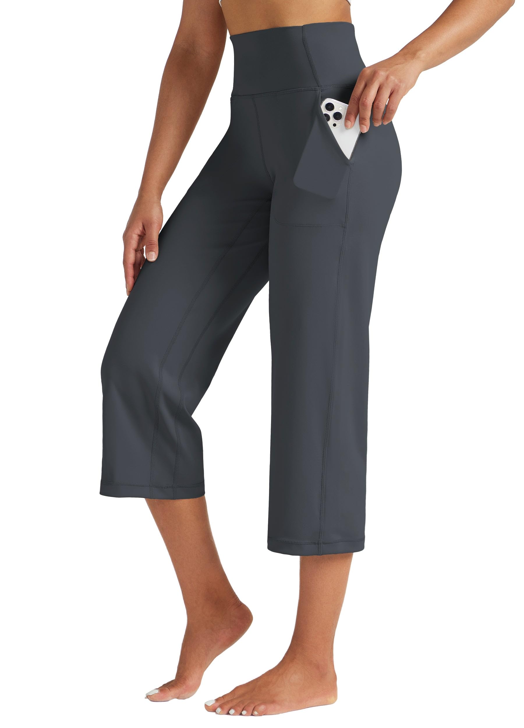 WILLIT Damen Yoga Capris Hosen Yogahose hohe Taille Leggings sportliche Übung Workout Crop Capris Schnelltrockner gerades Bein 23"