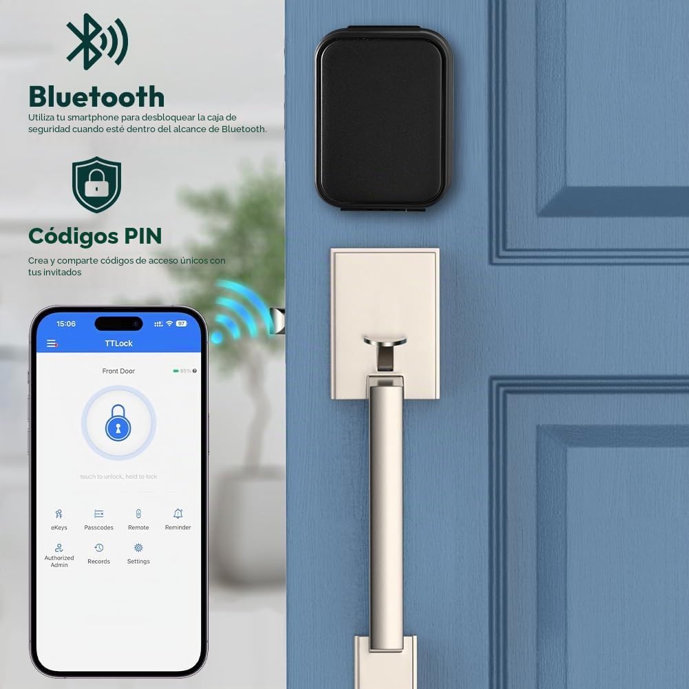 Caja fuerte inteligente para llaves con código numérico exterior, caja fuerte para llaves con grilletes Bluetooth, compatible con aplicación TTLock y código PIN, caja de llaves with código numérico de