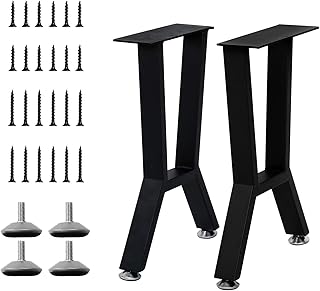 Metal Table Legs 16 Inch Heavy Duty Bench Legs DIY Metal Coffee Table Legs Black Set of 2 16" H×11" W
