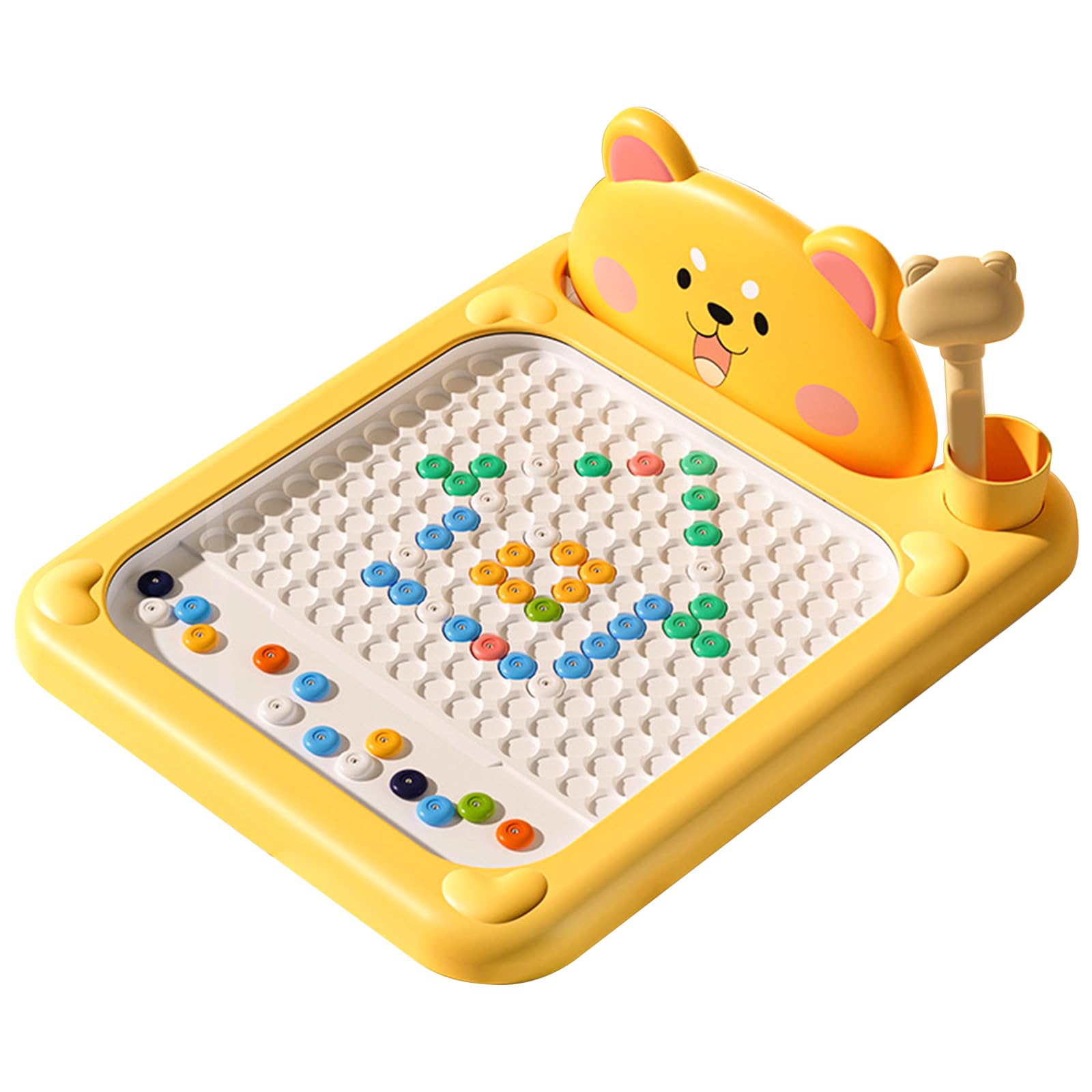 GETBSTOOP Cartoon Magnetic Drawing Board - Shiba Bear Dot Art Design, Toddler Doodle Board with Magnetic Pen, Portable Montessori Educational Toy for Toddlers, Kids, Early Learning & Creative Play