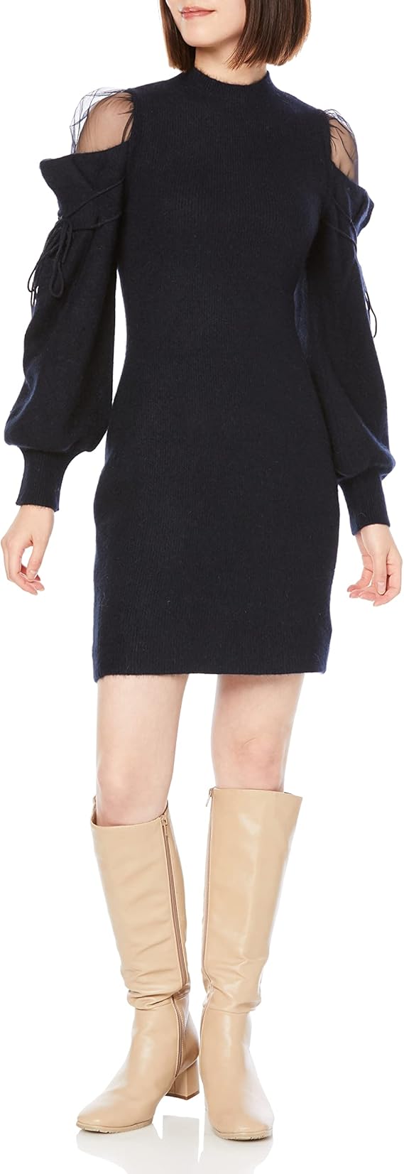 Amazon.co.jp: [スナイデル] シースルーショルダーミニニットワンピ