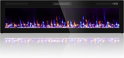 Miniatura 10 de Ludatido Chimenea eléctrica de 72 pulgadas montada en la pared/empotrada, inserto de chimenea eléctrica con 51000BTU para habitación de 410 pies