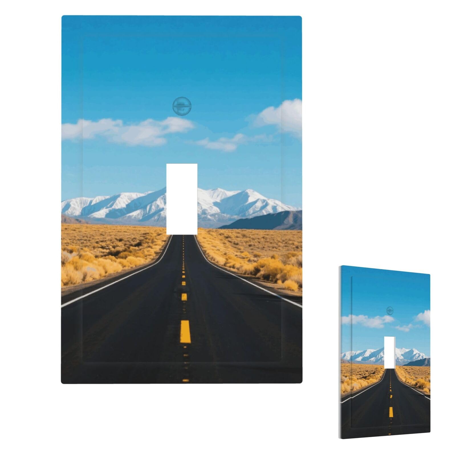 Fekiloot Single Toggle Freeway Highway Road In The Desert Wall Plate Cover Modern Decorative 1 Gang Light Switch Cover Unbreakable Receptacle Outlet Covers For Living Room Bedroom Home Decor